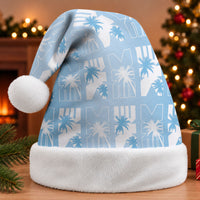 Bula Fiji Christmas Santa Hat Blue Makare Masi Tapa Pattern