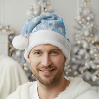 Bula Fiji Christmas Santa Hat Blue Makare Masi Tapa Pattern