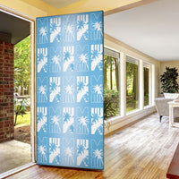 Bula Fiji Door Cover Blue Makare Masi Tapa Pattern LT05 - Polynesian Pride