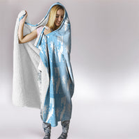 Bula Fiji Hooded Blanket Blue Makare Masi Tapa Pattern LT05 - Polynesian Pride