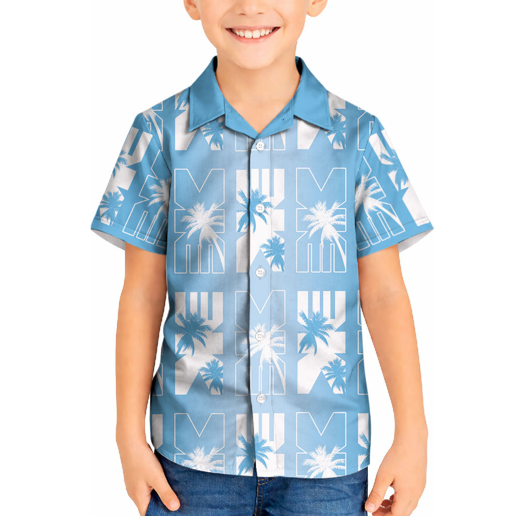 Bula Fiji Kid Hawaiian Shirt Blue Makare Masi Tapa Pattern LT05 Kid Blue - Polynesian Pride