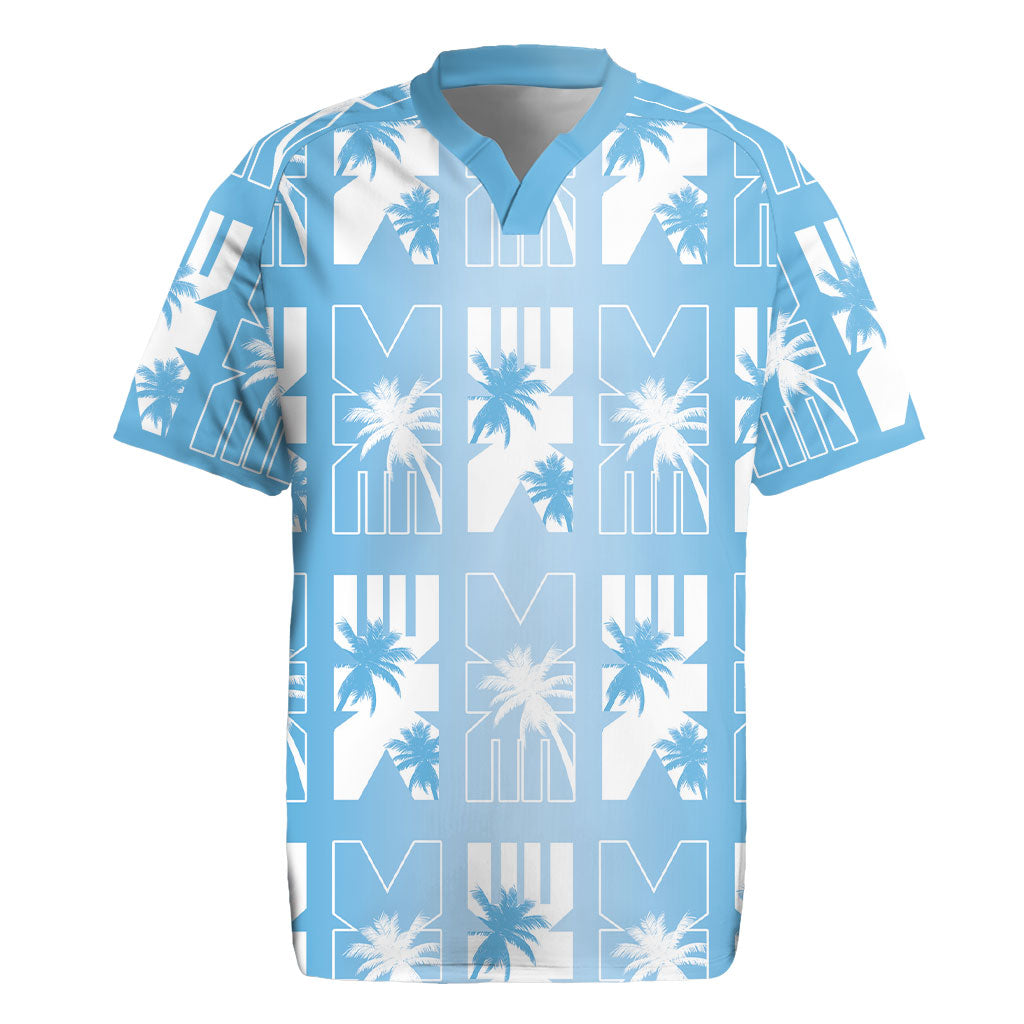 Bula Fiji Rugby Jersey Blue Makare Masi Tapa Pattern LT05 Blue - Polynesian Pride