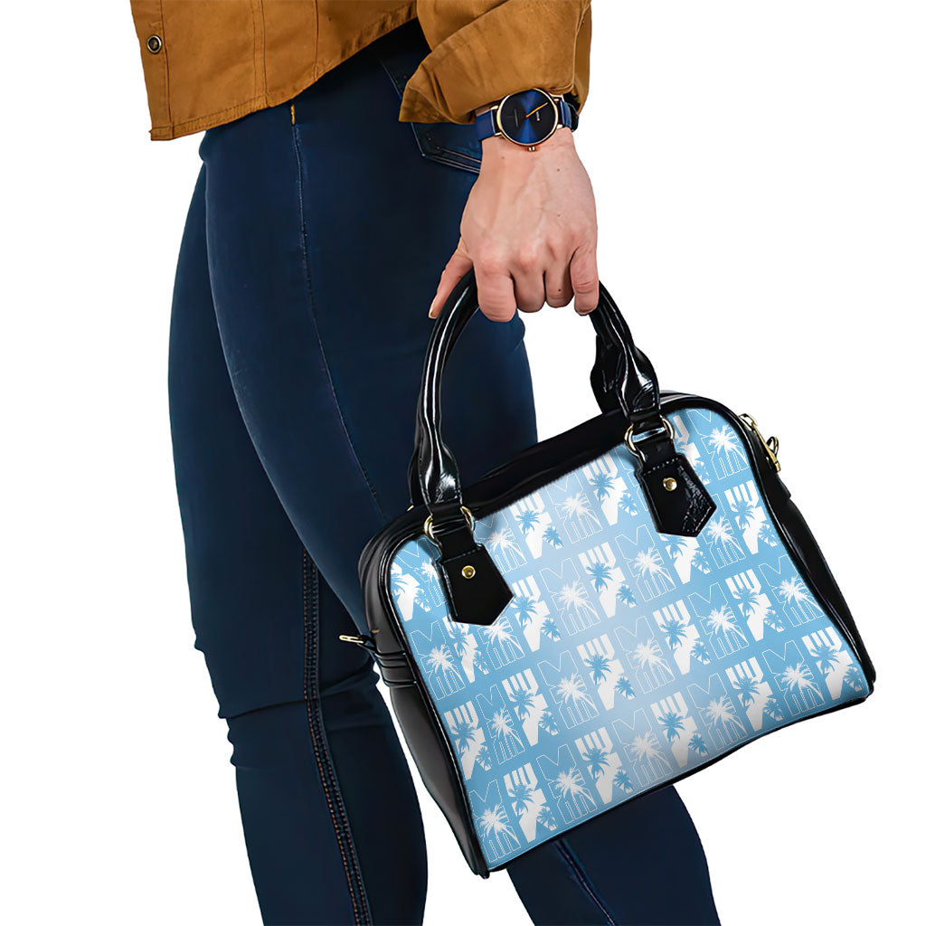 Bula Fiji Shoulder Handbag Blue Makare Masi Tapa Pattern LT05 - Polynesian Pride