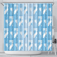Bula Fiji Shower Curtain Blue Makare Masi Tapa Pattern LT05 - Polynesian Pride