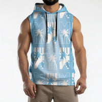 Bula Fiji Sleeveless Hoodie Blue Makare Masi Tapa Pattern LT05 - Polynesian Pride