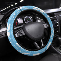 Bula Fiji Steering Wheel Cover Blue Makare Masi Tapa Pattern LT05 Universal Fit Blue - Polynesian Pride
