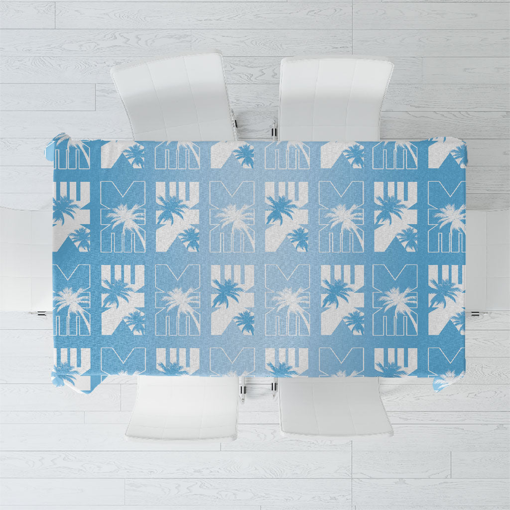 Bula Fiji Tablecloth Blue Makare Masi Tapa Pattern LT05 Blue - Polynesian Pride