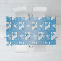 Bula Fiji Tablecloth Blue Makare Masi Tapa Pattern LT05 Blue - Polynesian Pride
