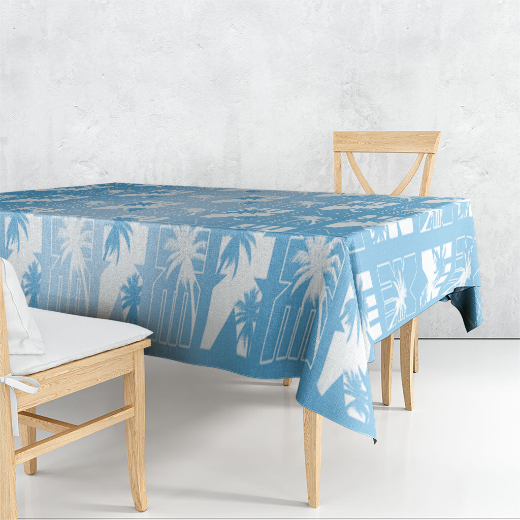 Bula Fiji Tablecloth Blue Makare Masi Tapa Pattern LT05 - Polynesian Pride