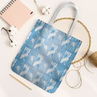 Bula Fiji Tote Bag Blue Makare Masi Tapa Pattern LT05 White Strap One Size Blue - Polynesian Pride