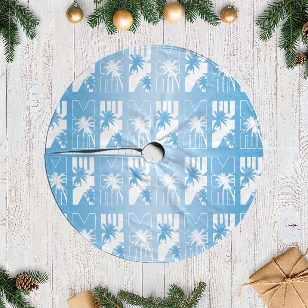 Bula Fiji Tree Skirt Blue Makare Masi Tapa Pattern