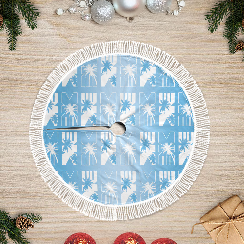 Bula Fiji Tree Skirt Blue Makare Masi Tapa Pattern