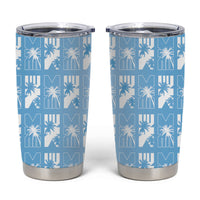 Bula Fiji Tumbler Cup Blue Makare Masi Tapa Pattern LT05 Blue - Polynesian Pride