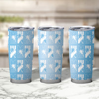 Bula Fiji Tumbler Cup Blue Makare Masi Tapa Pattern LT05 - Polynesian Pride