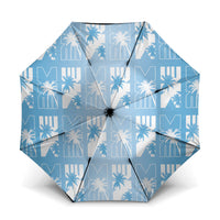 Bula Fiji Umbrella Blue Makare Masi Tapa Pattern LT05 One Size Folded 11.42 inch Opened Diameter 37.4 inch Blue - Polynesian Pride