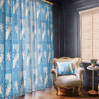 Bula Fiji Window Curtain Blue Makare Masi Tapa Pattern LT05 - Polynesian Pride