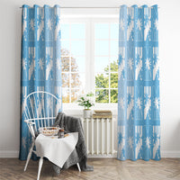 Bula Fiji Window Curtain Blue Makare Masi Tapa Pattern LT05 - Polynesian Pride