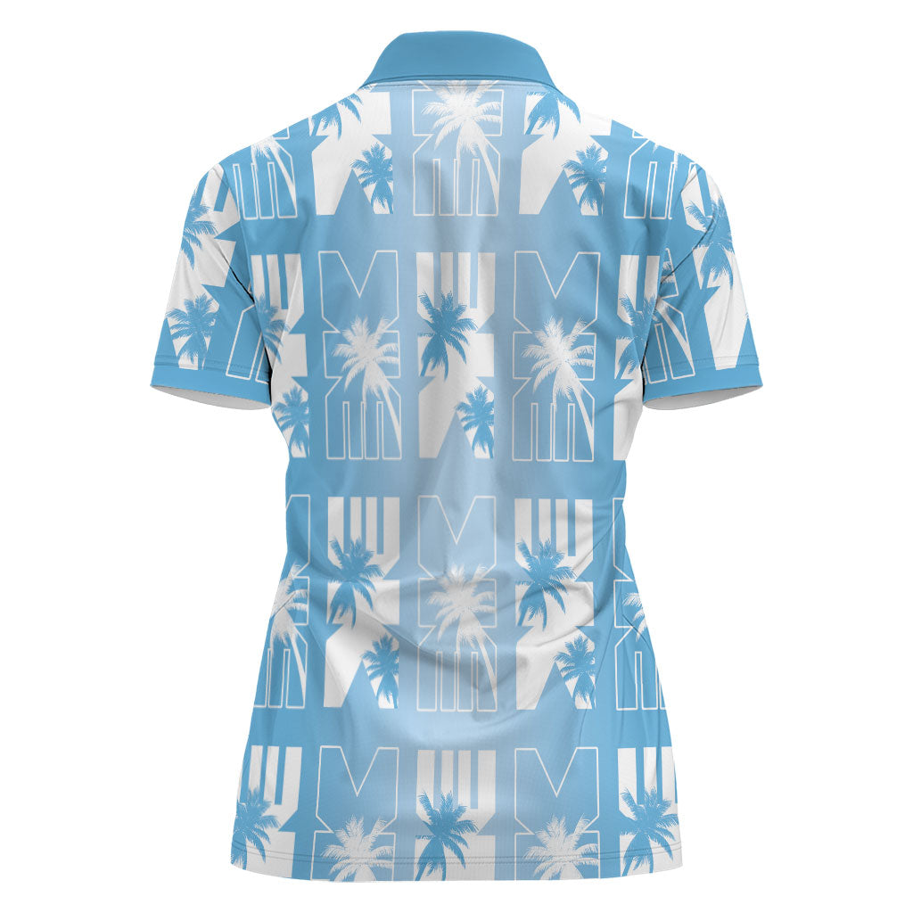 Bula Fiji Women Polo Shirt Blue Makare Masi Tapa Pattern LT05 - Polynesian Pride