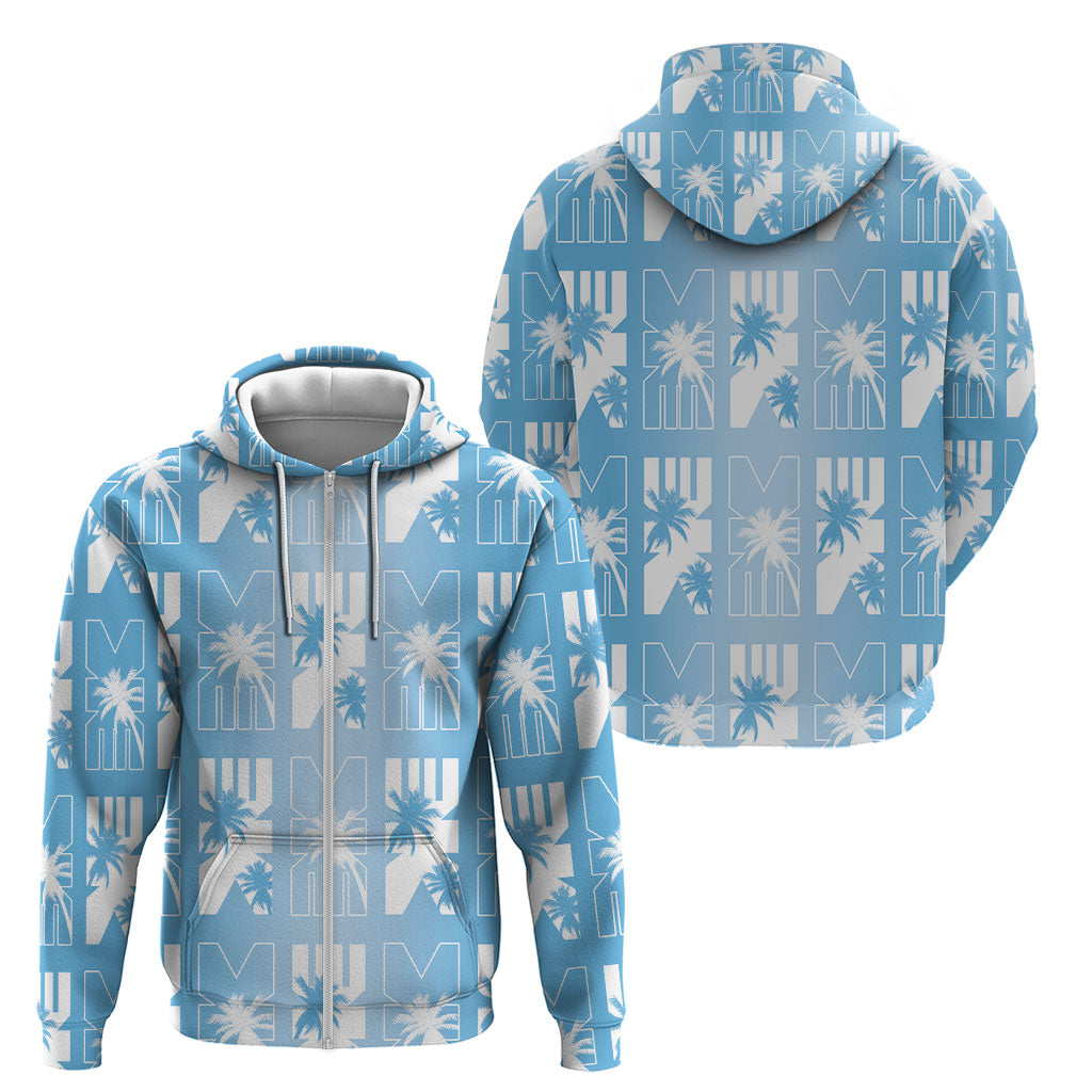 Bula Fiji Zip Hoodie Blue Makare Masi Tapa Pattern LT05 - Polynesian Pride