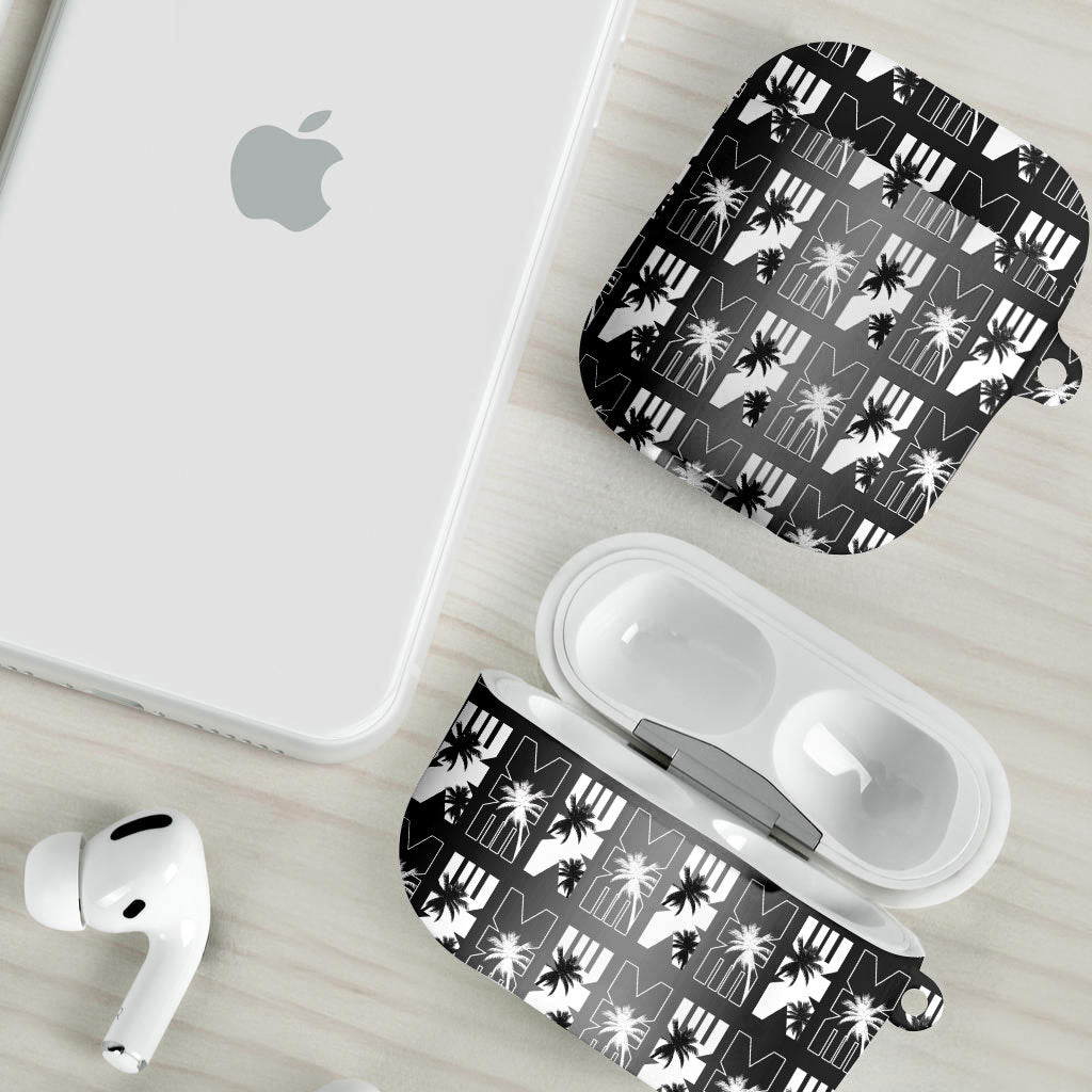 Bula Fiji AirPods Case Black Makare Masi Tapa Pattern LT05 - Polynesian Pride