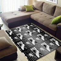 Bula Fiji Area Rug Black Makare Masi Tapa Pattern LT05 - Polynesian Pride