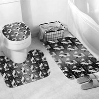 Bula Fiji Bathroom Set Black Makare Masi Tapa Pattern LT05 Mat Set Only (3 pcs) One Size Black - Polynesian Pride