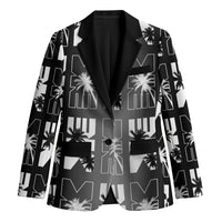 Bula Fiji Blazer Black Makare Masi Tapa Pattern LT05 Unisex Black - Polynesian Pride