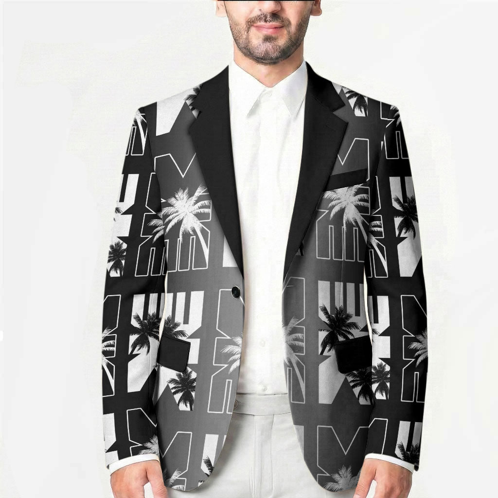 Bula Fiji Blazer Black Makare Masi Tapa Pattern LT05 - Polynesian Pride