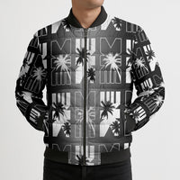 Bula Fiji Bomber Puffer Jacket Black Makare Masi Tapa Pattern LT05 - Polynesian Pride
