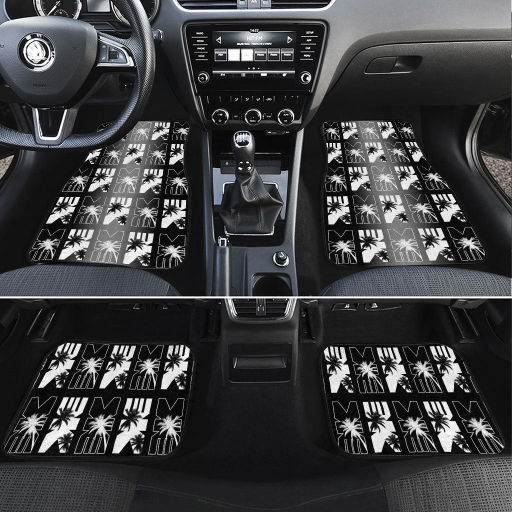 Bula Fiji Car Mats Black Makare Masi Tapa Pattern LT05 Set 4pcs Black - Polynesian Pride