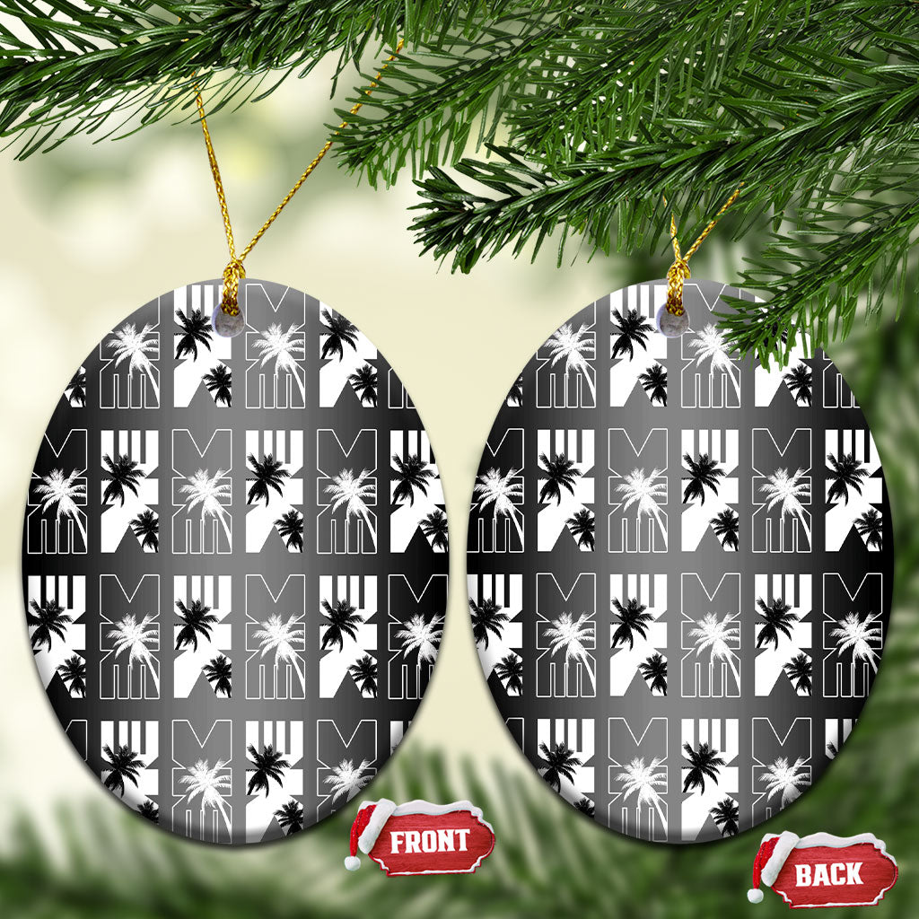 Bula Fiji Ceramic Ornament Black Makare Masi Tapa Pattern