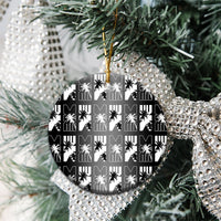 Bula Fiji Ceramic Ornament Black Makare Masi Tapa Pattern
