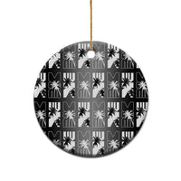 Bula Fiji Ceramic Ornament Black Makare Masi Tapa Pattern
