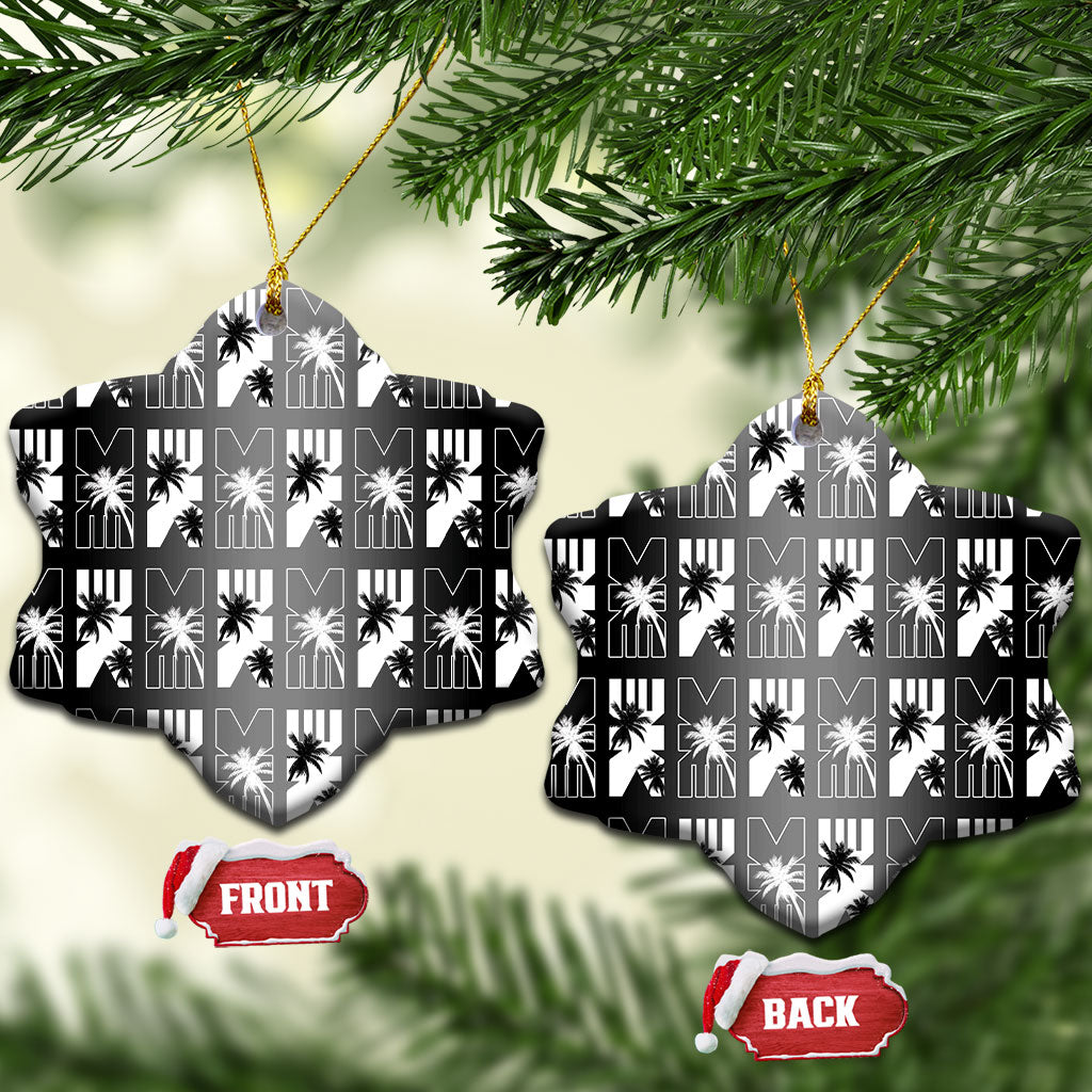 Bula Fiji Ceramic Ornament Black Makare Masi Tapa Pattern