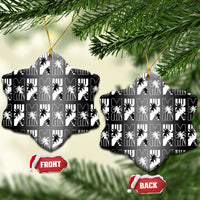 Bula Fiji Ceramic Ornament Black Makare Masi Tapa Pattern