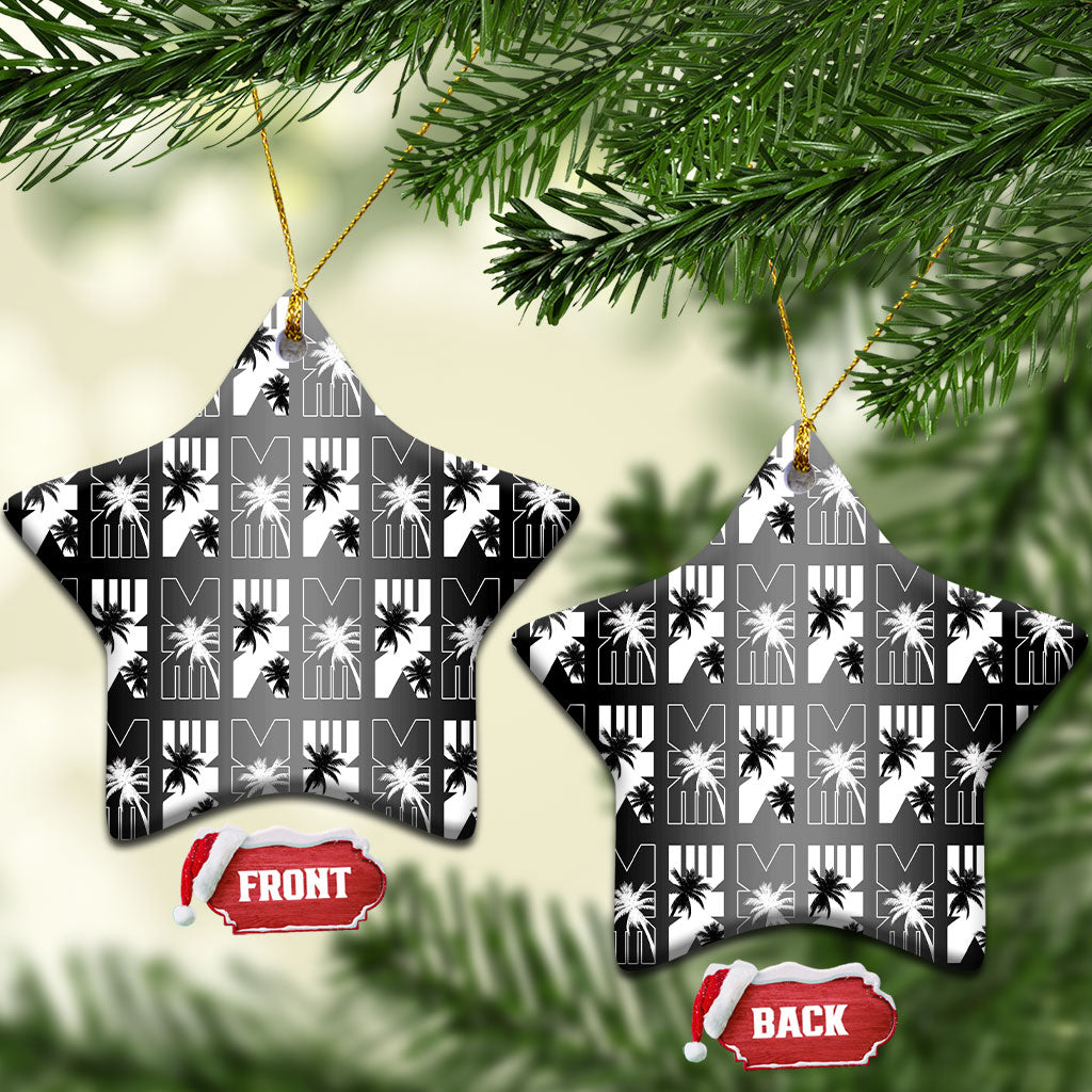Bula Fiji Ceramic Ornament Black Makare Masi Tapa Pattern
