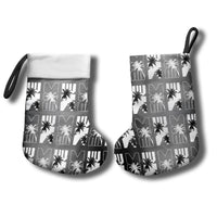 Bula Fiji Christmas Stocking Black Makare Masi Tapa Pattern
