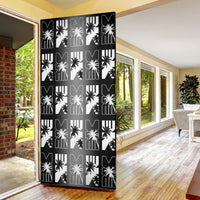 Bula Fiji Door Cover Black Makare Masi Tapa Pattern LT05 - Polynesian Pride