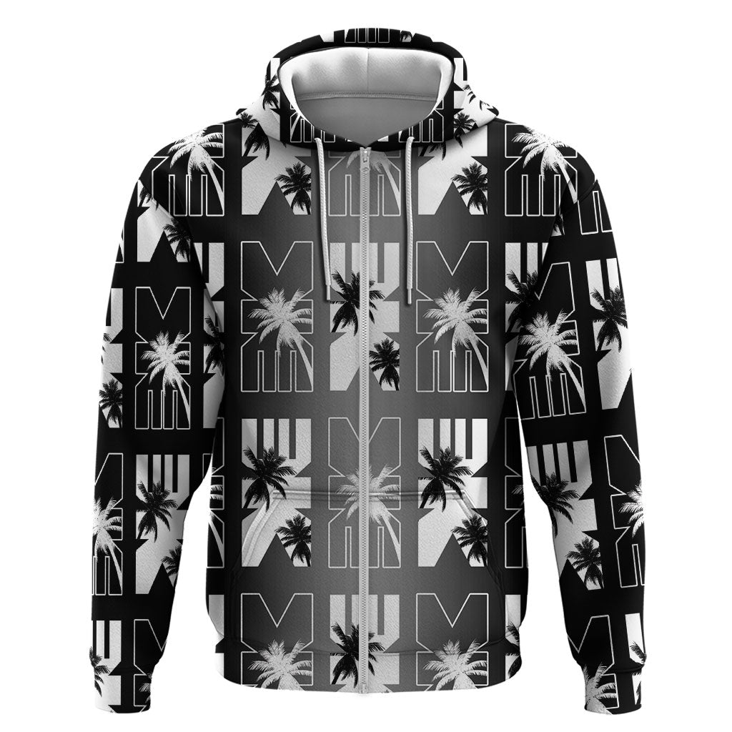 Bula Fiji Hoodie Black Makare Masi Tapa Pattern LT05 Zip Hoodie Black - Polynesian Pride
