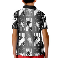 Bula Fiji Kid Polo Shirt Black Makare Masi Tapa Pattern LT05 - Polynesian Pride