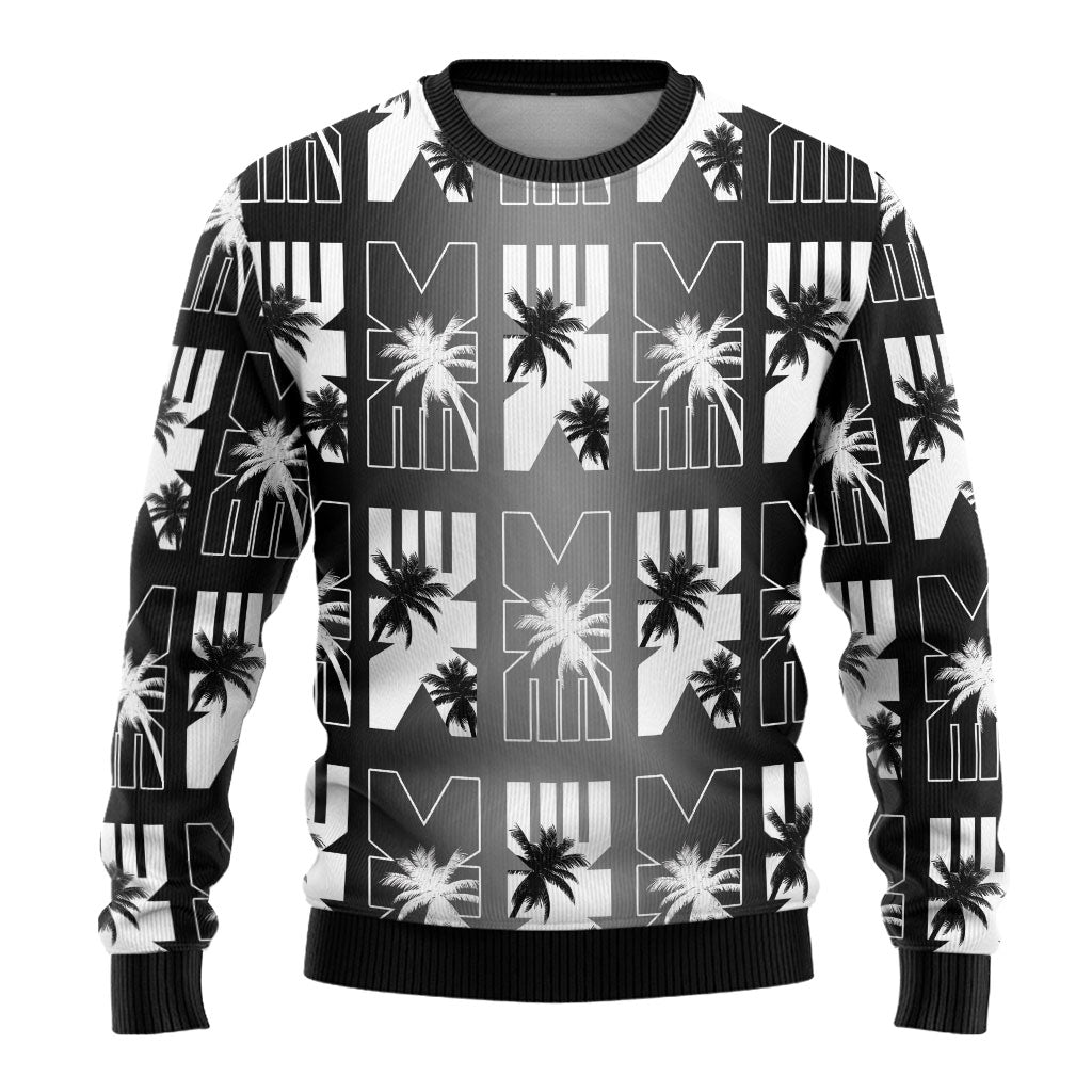 Bula Fiji Ugly Christmas Sweater Black Makare Masi Tapa Pattern