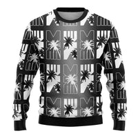 Bula Fiji Ugly Christmas Sweater Black Makare Masi Tapa Pattern