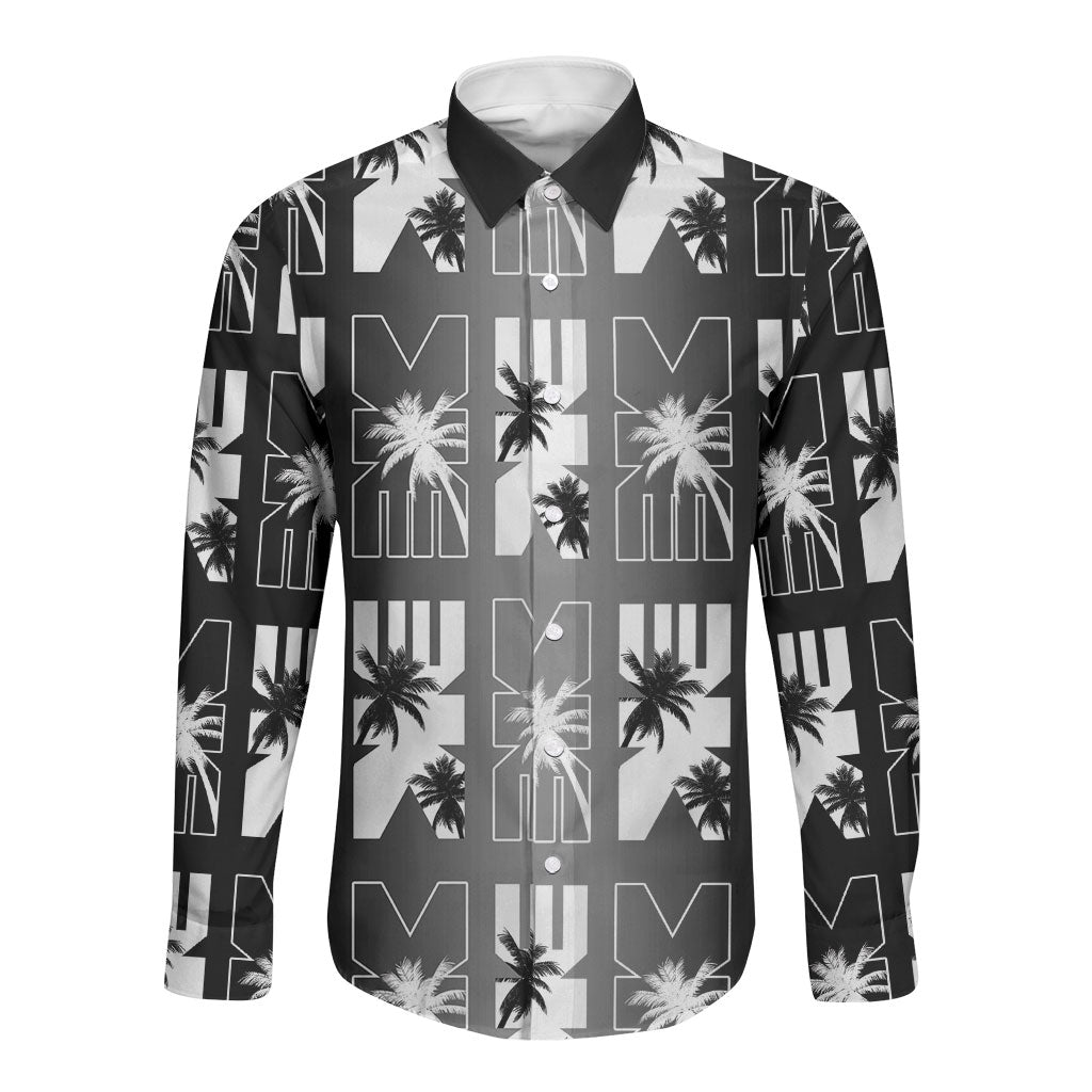 Bula Fiji Long Sleeve Button Shirt Black Makare Masi Tapa Pattern LT05 Unisex Black - Polynesian Pride