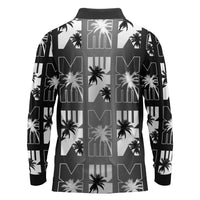 Bula Fiji Long Sleeve Polo Shirt Black Makare Masi Tapa Pattern LT05 - Polynesian Pride