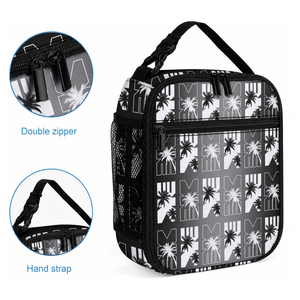 Bula Fiji Lunch Bag Black Makare Masi Tapa Pattern