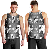 Bula Fiji Men Tank Top Black Makare Masi Tapa Pattern LT05 - Polynesian Pride