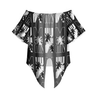 Bula Fiji Off Shoulder Wrap Waist Top Black Makare Masi Tapa Pattern LT05 - Polynesian Pride