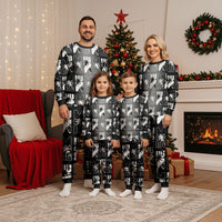 Bula Fiji Christmas Pajama Set Black Makare Masi Tapa Pattern