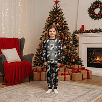 Bula Fiji Christmas Pajama Set Black Makare Masi Tapa Pattern