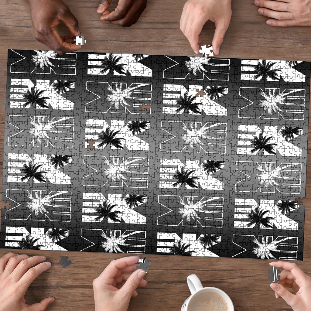 Bula Fiji Puzzle Black Makare Masi Tapa Pattern LT05 - Polynesian Pride